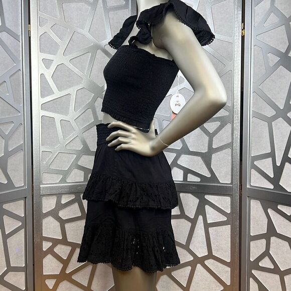 PQ Swim Midnight Ari Eyelet Top and Tired Mini Skirt NWT XS S (005) - Picture 9 of 16